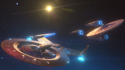 USS Discovery NCC-1031 and USS Enterprise NCC-1701-A. Free Star Trek computer desktop wallpaper, images, pictures download