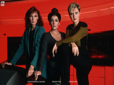 Star Trek Doctor Beverly Crusher, Deanna Troi and Natasha Yar. Free Star Trek computer desktop wallpaper, images, pictures download