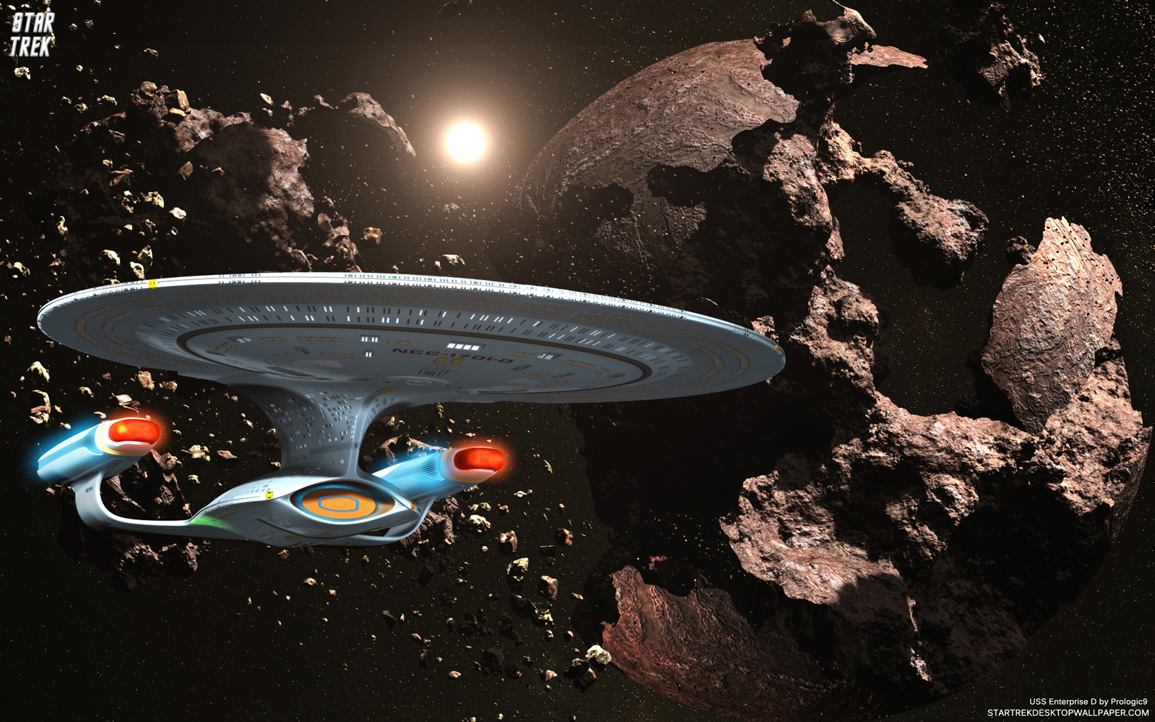 - Star Trek USS Enterprise D NCC-1701 In Asteroid Field - free Star Trek computer desktop wallpaper, pictures, images.
