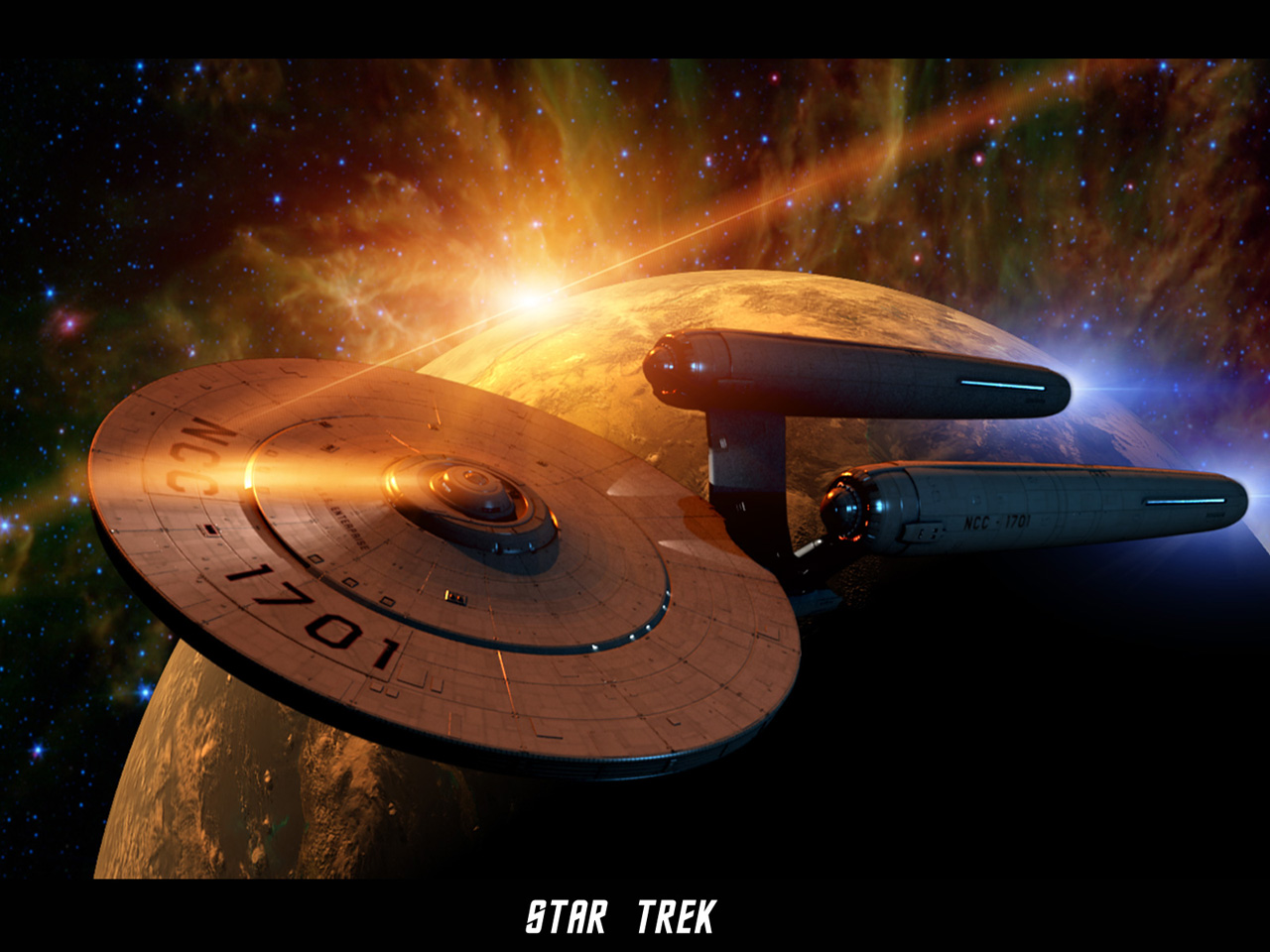 - Star Trek Enterprise NCC 1701 On Space Sunset - free Star Trek computer desktop wallpaper, pictures, images.