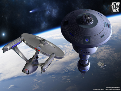 Star Trek Federation Spacedock Orbiting Earth. Free Star Trek computer desktop wallpaper, images, pictures download