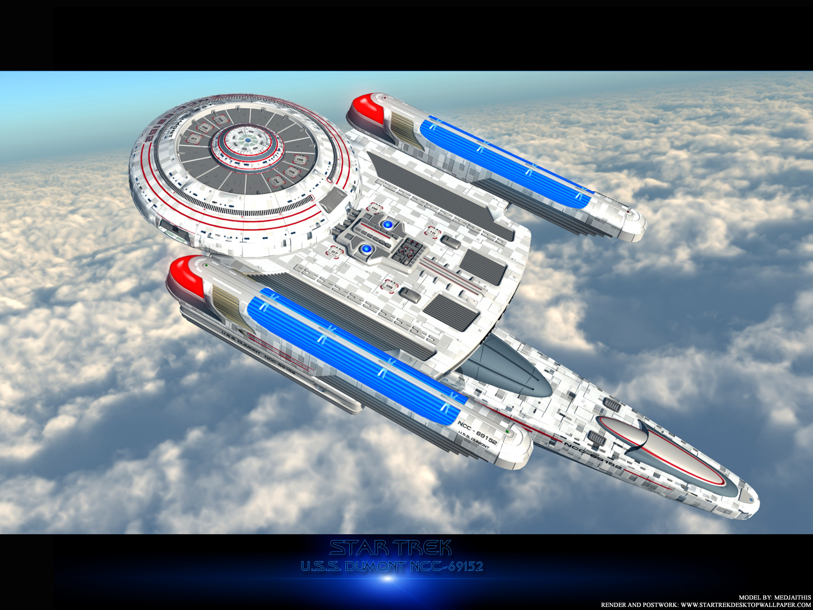 - Star Trek USS Dumont NGC69152 Over Clouds - free Star Trek computer desktop wallpaper, pictures, images.