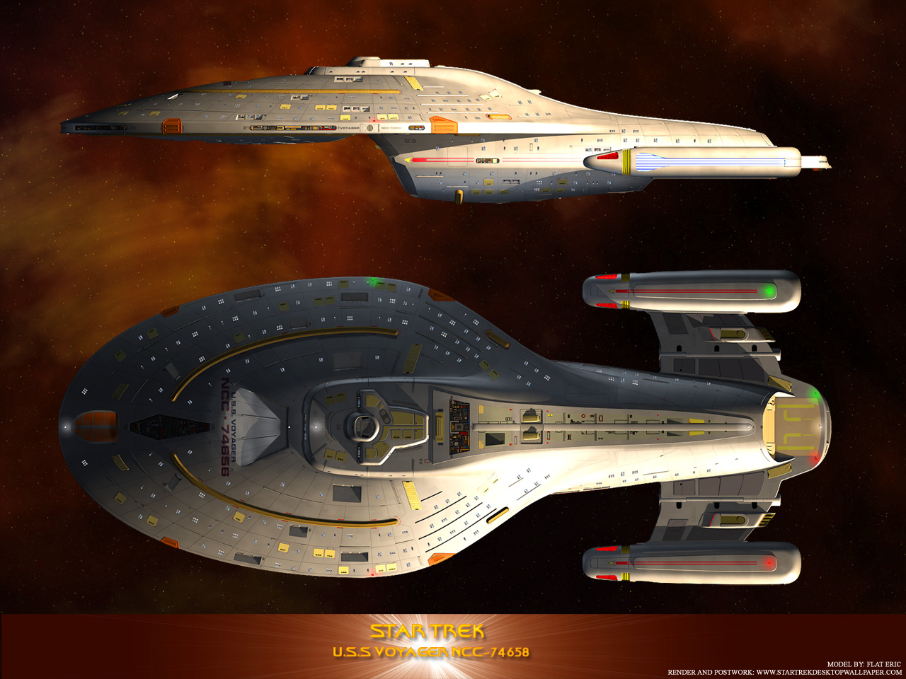 - Star Trek USS Voyager NCC74656 - free Star Trek computer desktop wallpaper, pictures, images.