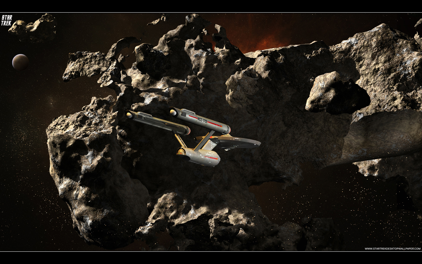 - Star Trek USS Enterprise NCC-1701 Exploring Meteor - free Star Trek computer desktop wallpaper, pictures, images.