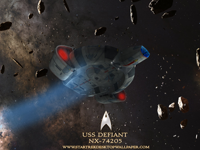 Star Trek USS Defiant In Field Asteroid. Free Star Trek computer desktop wallpaper, images, pictures download